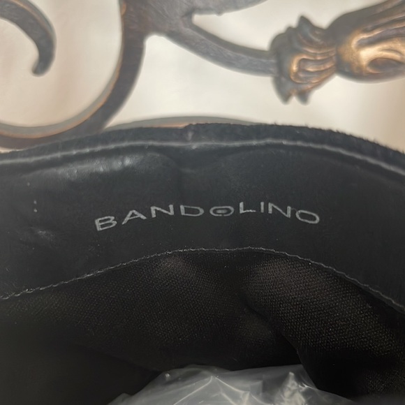 Bandolino Black suede wedge booties with zippers and buckle detail size 7M - Picture 6 of 6